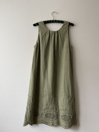 Next Sommerkleid, khaki, Gr. 40, Leinen