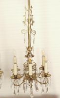 1 seltener antiker Kronleuchter, Stabform, Bronze, Kristall