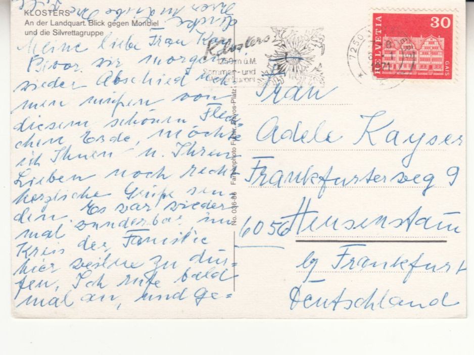 Ansichtskarten: Klosters 1971 – Gebraucht aus Bürglen TG von StampGraf 1
