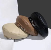 3x Barett-Hüten aus PU-Leder - chapeaux bérets
