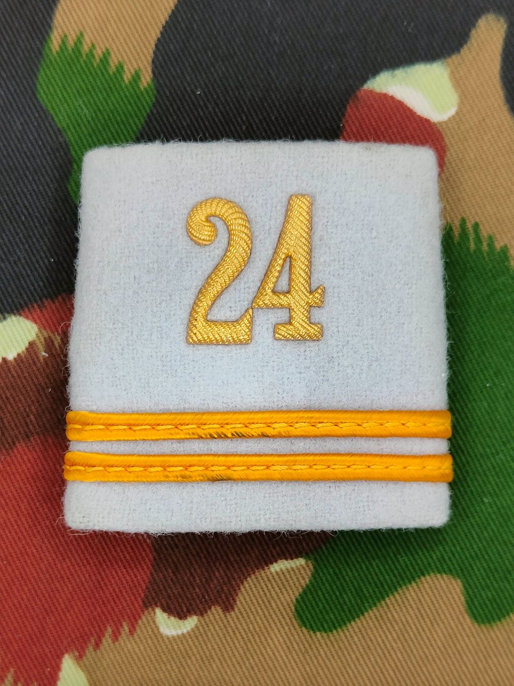 Schweizer Armee Placchette & Badge: Schulterpatte Oberleutnant, Bat 24 – Usato da Bauma venduto da SwissMilitaria