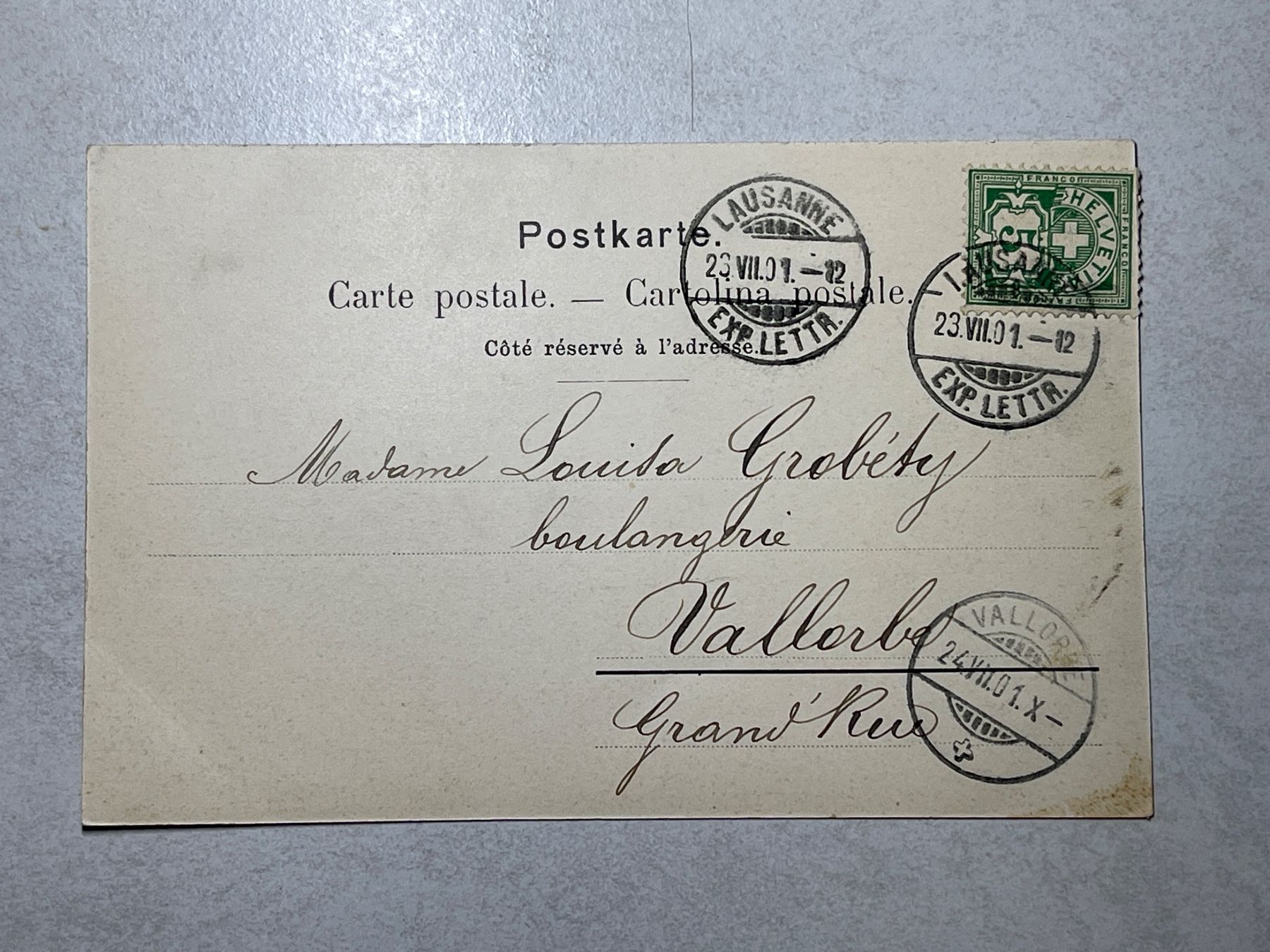 Cartoline postali: Alte Ansichtskarte von Lausanne, La Cité 1901 – Usato da Strengelbach venduto da Aschatan5 1