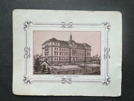 Rarität 1876: Festkarte Inauguration Collège Chaux (G3632)
