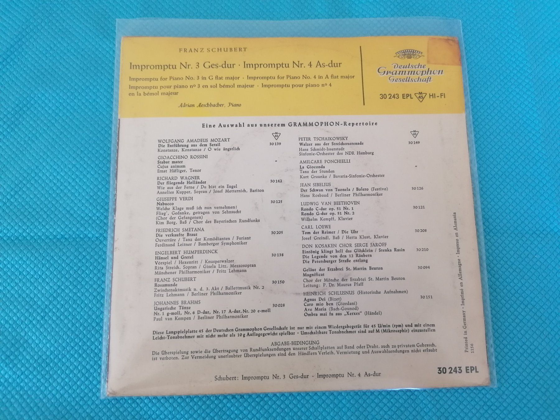 Dischi in vinile: Franz Schubert– Impromptu Nr. 3 Ges-dur – Usato da Emmenbrücke venduto da lamorak 1