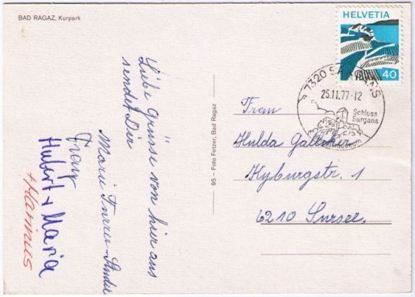 Cartoline postali: Bad Ragaz - Kurpark – Usato da Binningen venduto da Mountainrider 1