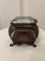 Petit coffret à bijoux en verre et laiton doré,  Napol