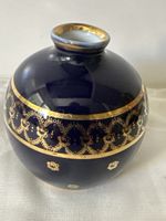Kleine Vase Porzellan F.M. Limoges Frankreich Dunkelblaueau 