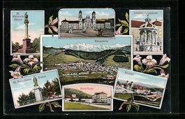 Einsiedeln, Schulhaus, St. Meinrads Stat