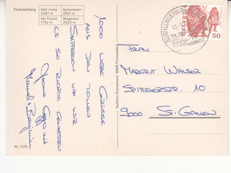 Cartoline postali: Flumserberg Spitzmeilen 1987 – Usato da Bürglen TG venduto da StampGraf 1