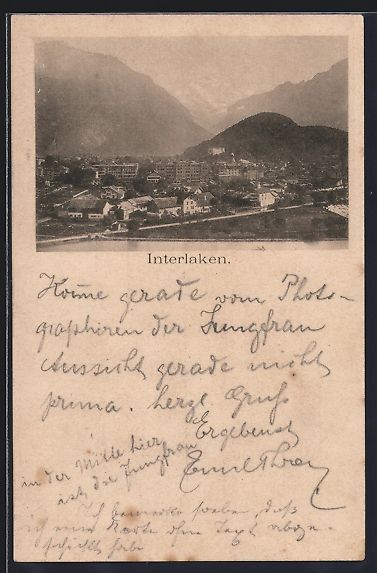 Ansichtskarten: Vorläufer-AK Interlaken, 1895, Blick au – Gebraucht aus Berlin von bartko-reher