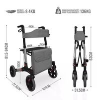 + Jago® Alu Rollator klappbar Leichtgewichtsrollator GRAU