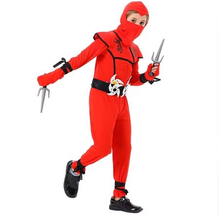 Rotes Ninja Kostüm für Kinder, Grösse 128,Neu und ungeöffnet
