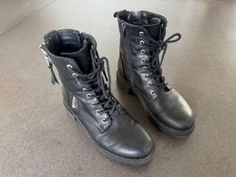 Stiefeletten geschnürt schwarz Gr. 36 ca. 22.4-22.7cm EUmade