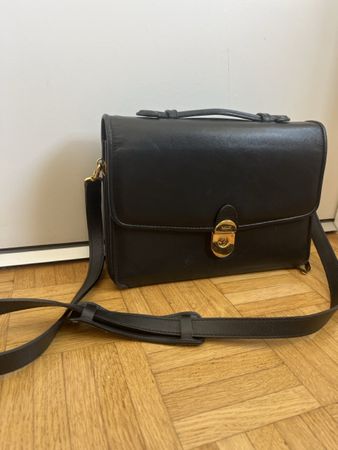 Bally Vintage Ledertasche schwarz, Umhängetasche mit Organiz