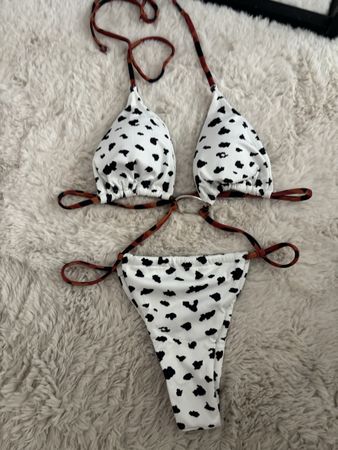 Bikini Damenmuster Animalprint weiss/schwarz Grösse S neu