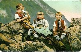 Appenzell  AI / AR Trachtenkinder im Gebirge 1908 gut erhalt