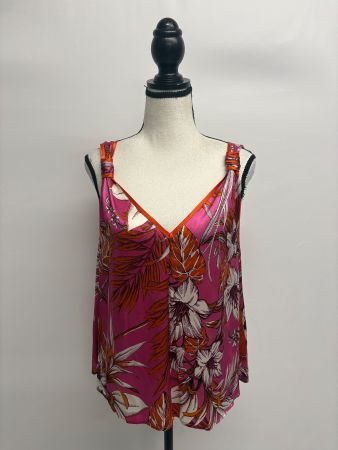 Shirtaporter Top aus Seide 38 rosa rot mit Blumenmuster