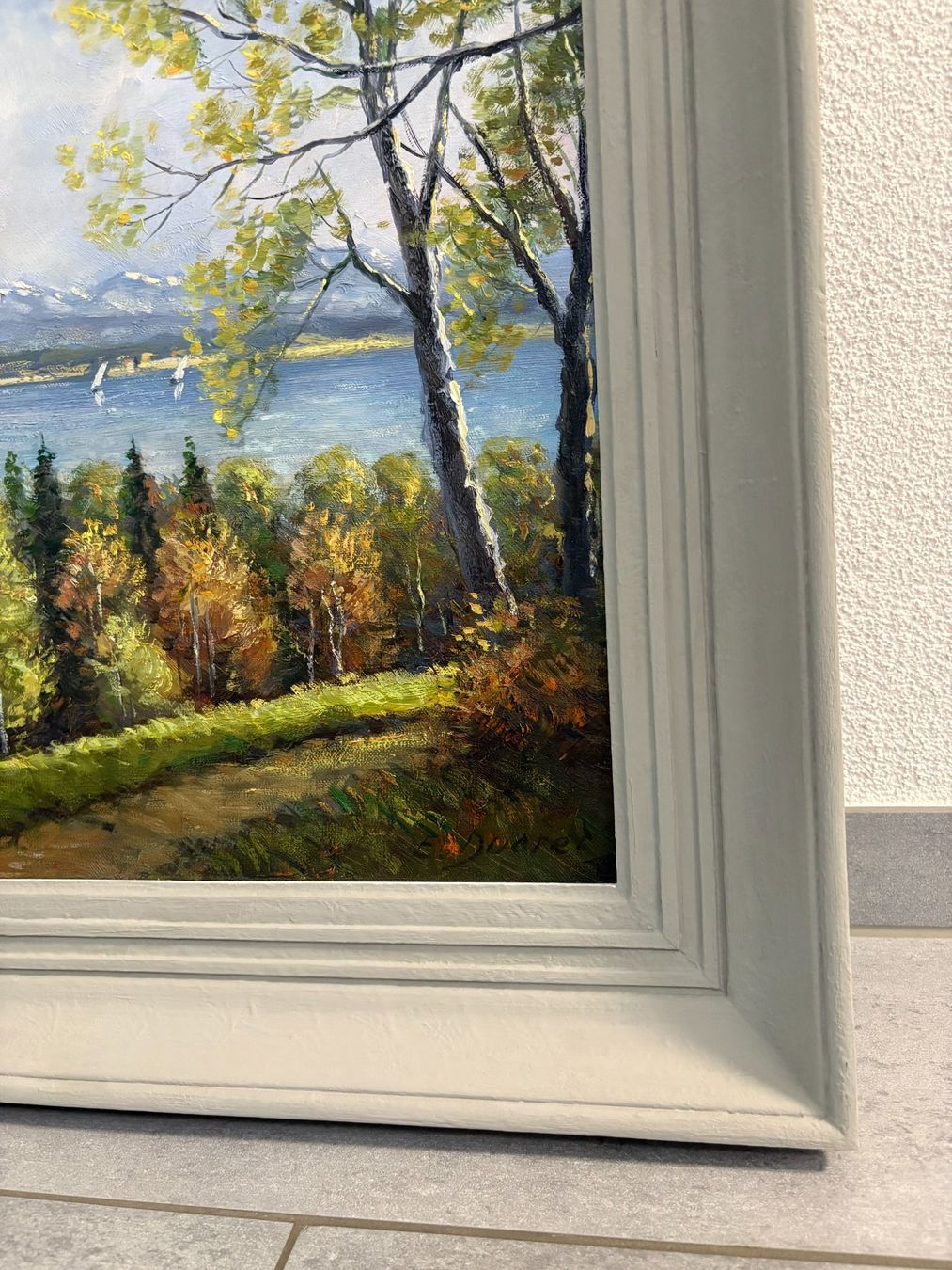 Dipinti: 74cmbreitx59cmhoch/E. Ducret/ Ölgemälde, Herbst am See – Usato da Ottenbach venduto da TimelessEmotions. 8