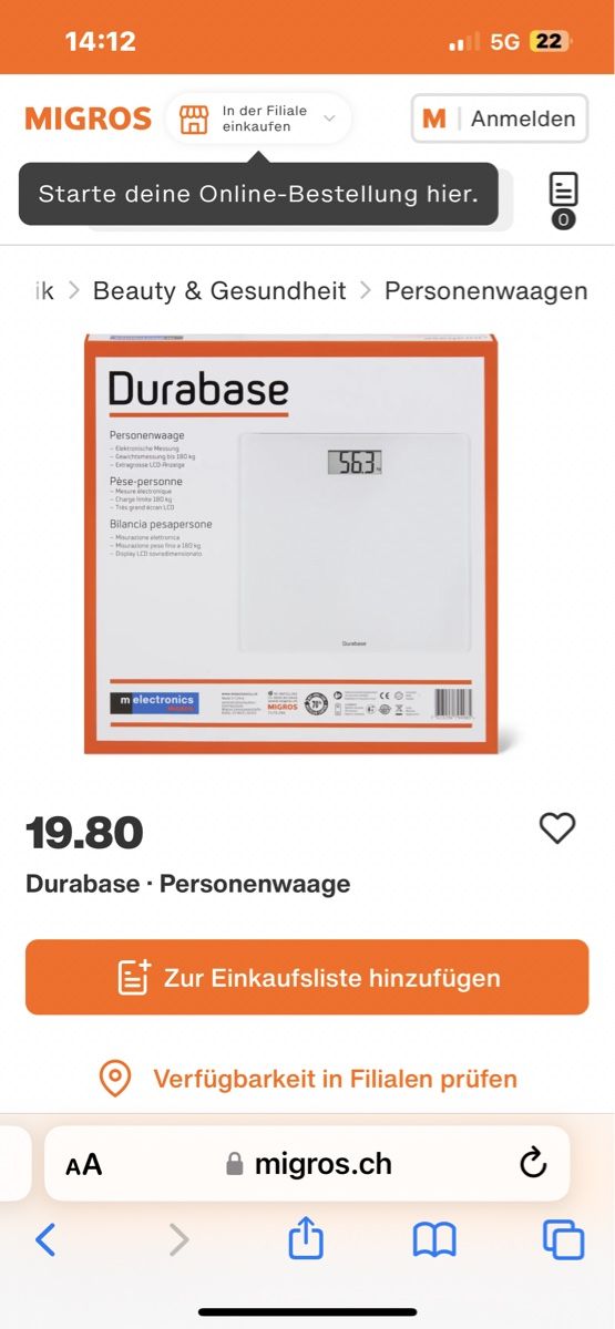 Pèse-personnes: Wage für Körpergewicht – Neuf (Voir description) à Zürich par weid007