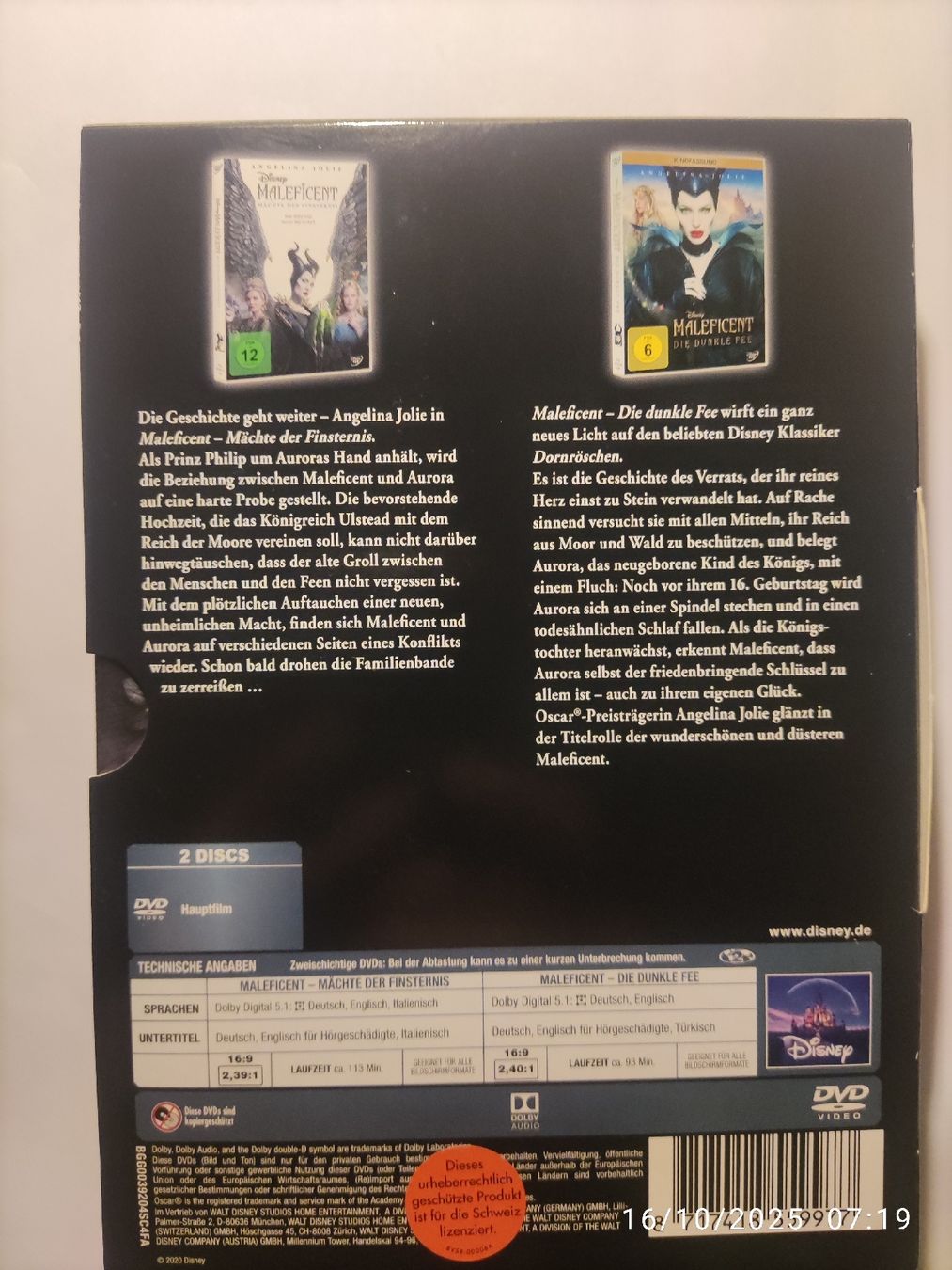 Tutti i DVDs: MALEFICENT 2-MOVIE COLLECTION  Disney – Usato da Basel venduto da Alacant 1