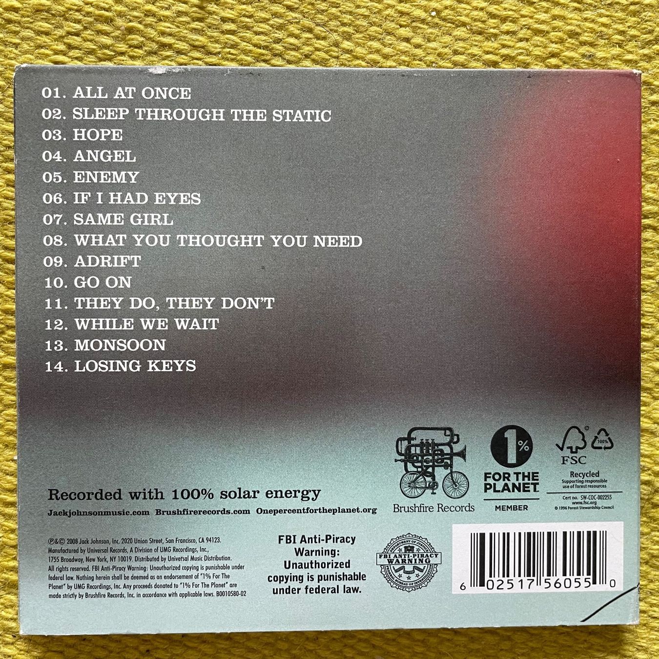 CD: JACK JOHNSON-SLEEP THROUGH THE STATIC (DIGIPACK) – Usato da Rorschacherberg venduto da CD-Roli 1