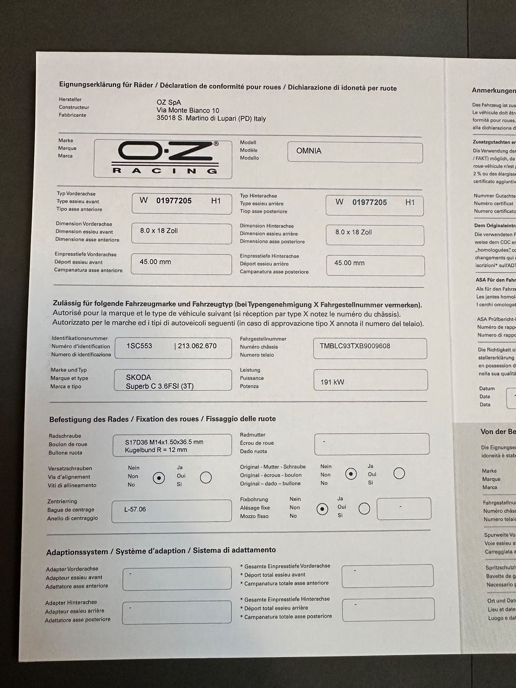 OZ Racing Cerchioni: OZ Felgen Komplett – Usato da Bütschwil venduto da nil_5hyx 7