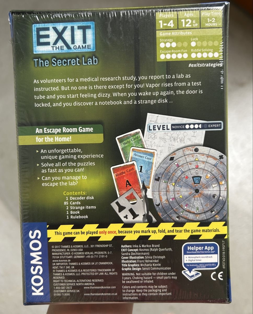 Kosmos Giochi: EXIT - Das Spiel: Das geheime Labor, neu & verpackt  – Nuovo e nell'imballaggio originale da Reinach BL venduto da FamElla 1
