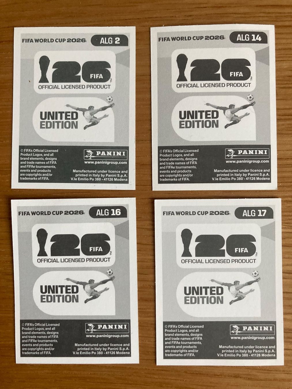 Panini Cartes à collectionner: WM Sticker ALG 2, 14, 16, 17 – Neuf (Voir description) à Winterthur par Whitefish 1