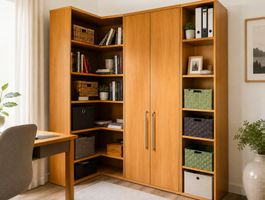 Großer Büro-Eckschrank mit Regalen & Stauraum