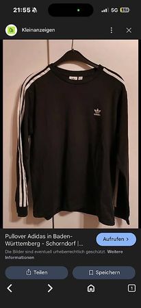 Adidas Originals Langarm Shirt / Sweatshirt schwarz M