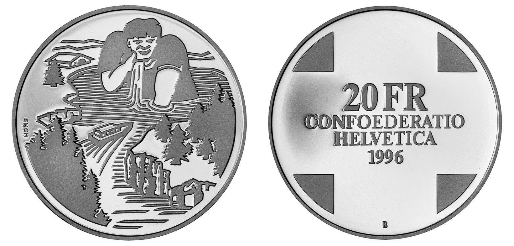 Alle Münzen: 1996. 20 FR. Riese Gargantua. – Neu (gemäss Beschreibung) aus Solothurn von Numis_4500