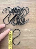 12 S-Haken aus Metall - Schwarz, ca. 7 cm