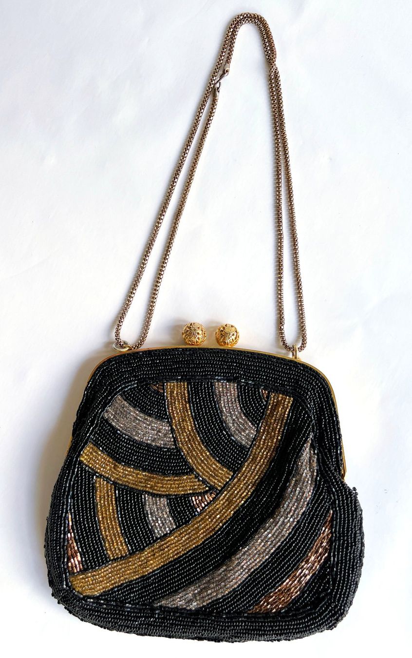 Borse da donna: Abendtasche / Pochette*mit verschieden farbigen Perlen***** – Usato da Dübendorf venduto da Orchid18 1