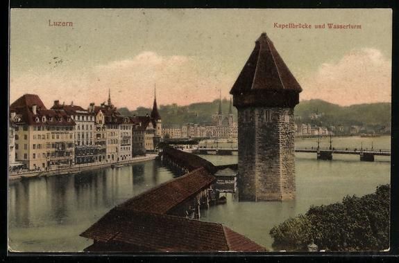 Ansichtskarten: AK Luzern, Kapellbrücke und Wasserturm – Gebraucht aus Berlin von bartko-reher