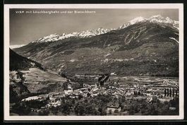 Visp, Panorama mit Lötschbergbahn und B