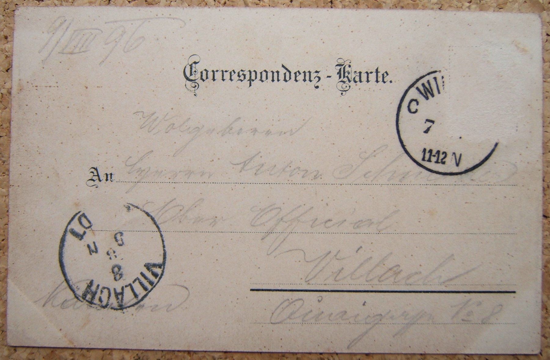 Cartoline postali: SCHLUMPF-LITHO GRUSS AUS WIEN 1896 – Usato da Brunnen venduto da Nonne04 1