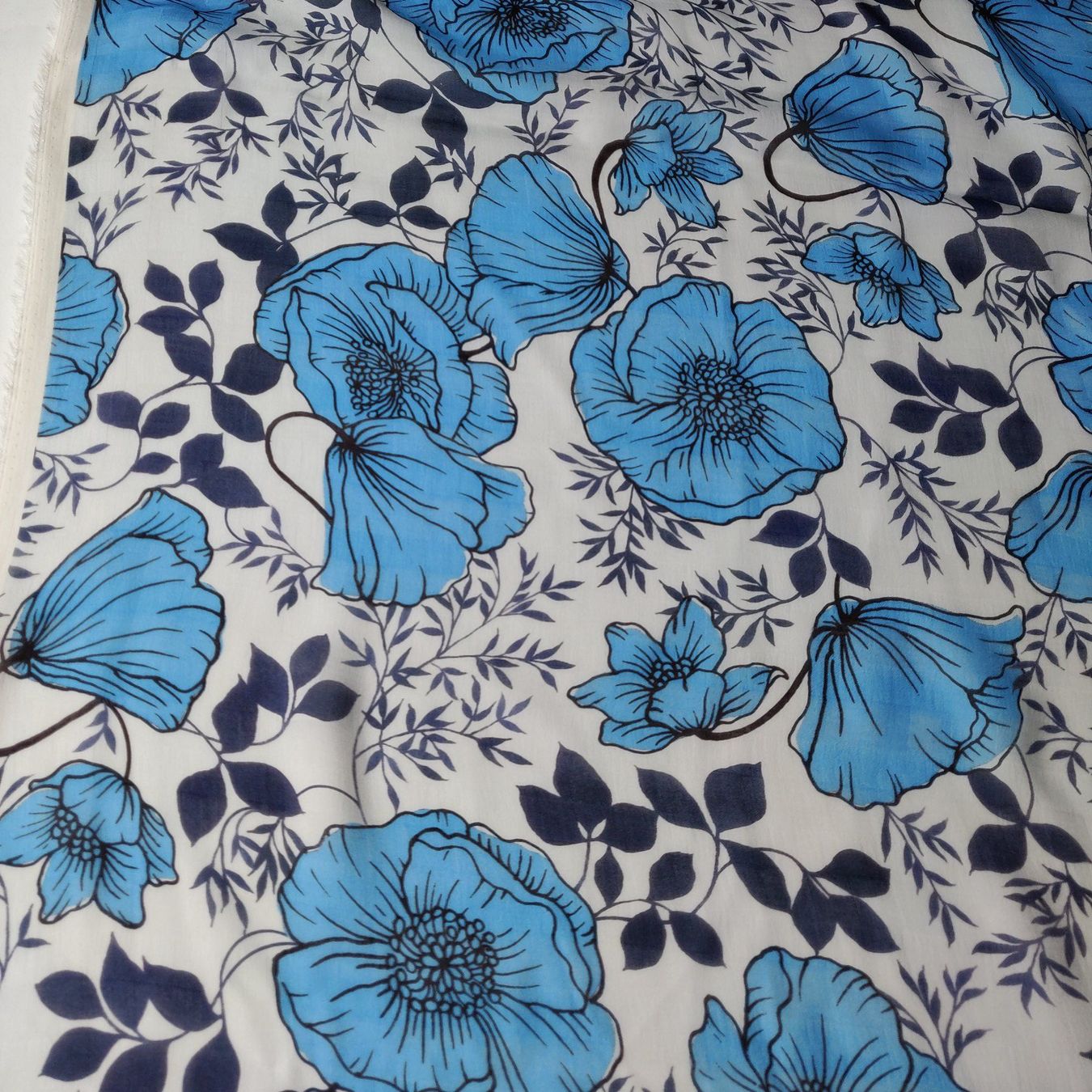 Tessuti: Seide Batist 70% Baumwolle 30% 1.60x1.40m Blauer Mohn – Nuovo (secondo la descrizione) da Lufingen venduto da Voyager7 4