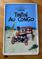 Plaque en métal Tintin au Congo 20x30 cm
