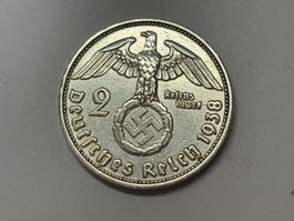 2 Mark 1938 A Hindenburg deutsches Reich Silber