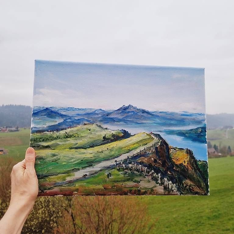 Dipinti: Original Ölgemälde "Blick von der Rigi" (40x30 cm) – Usato da Udligenswil venduto da matzbus 1