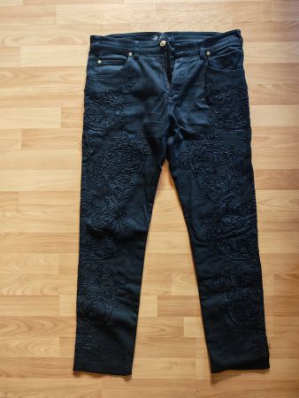 Original Versace Jeans W34 Schwarz Barock-Stickerei Medusa