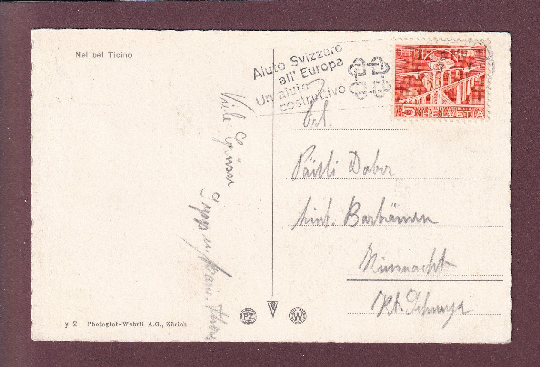 Cartoline postali: Nel bel TICINO - 1951 – Usato da Pully venduto da nicecards 1