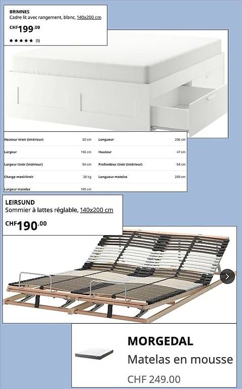 Ikea Letti: Lit avec sommier et matelas – Usato da Fribourg venduto da cam_w6zx 1