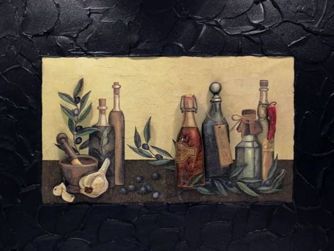 Foto & Immagini: Neu! Reliefbild "Oils & Winegar Bottles" – Nuovo e nell'imballaggio originale da Ostermundigen venduto da LorisHome
