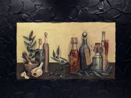 Neu! Reliefbild "Oils & Winegar Bottles"