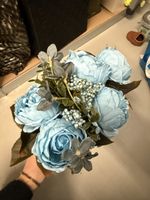 Deko Blumenstrauss, hellblau, Kunstblumen für Frühling!