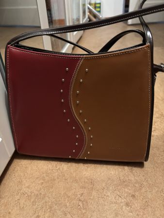 Borsa a tracolla da donna in pelle, bicolore, molto bella! 6