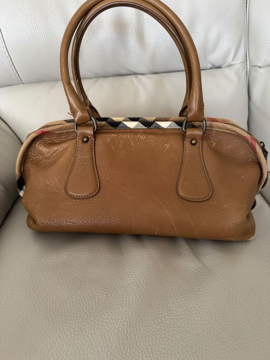Burberry Borse da donna: Burberry Leder Handtasche Check Canvas braun – Usato da Zollikon venduto da snowflake10- 1