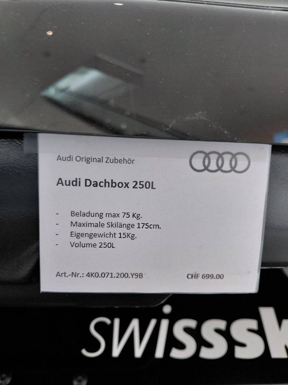 Box da tetto: AUDI DACHBOX 250 L BRILLANTSCHWARZ – Nuovo (secondo la descrizione) da Bern venduto da amagbern 2