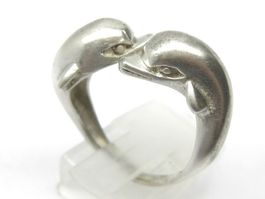 Vintage Ring Silber 925  2 x Delfin Gr. 61